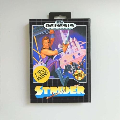 Strider - USA Cover With Retail Box 16 Bit MD Game Card for Sega Megadrive Genesis Video Game Console