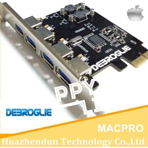 Universal DEBROGLIE 4 Ports SuperSpeed USB3.0 PCI-E X1 Card No External Power For Macpro