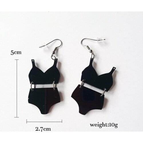Vintage Acrylic Black Underwear Dangle Earrings