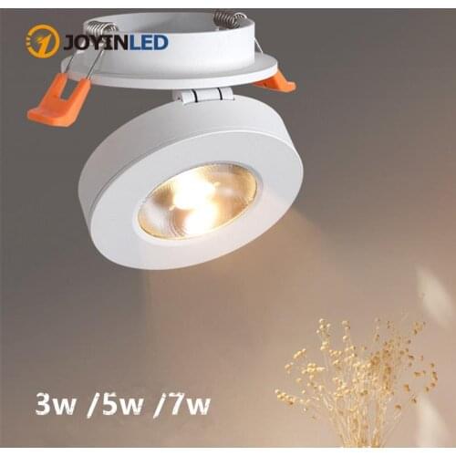 220V 3W/5W/7W Slim LED Embedded Ceiling Down Lamp Foldable 360 Degree Rotatable Built in COB Spot light Recessed Downlight