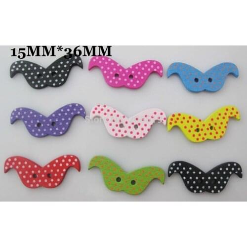 WBNLLV 36mm*15mm Moustache buttons for craft 150Pcs mixed 2 hole Flat back button scrapbooking
