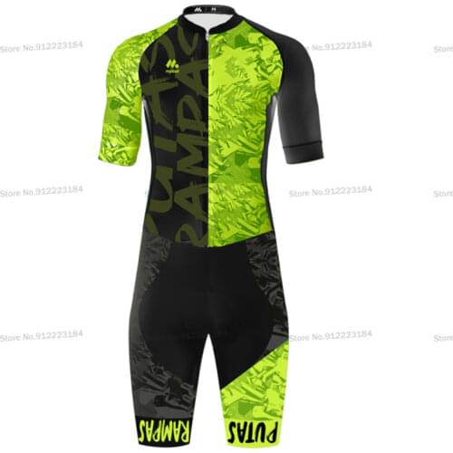 Green Cycling One-piece Lycra Jumpsuit Mtb Bike Jersey Set Maillot Ciclismo Hombre Bodysuit Summer