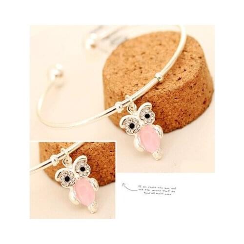 Bracelets for women fashion owl vintage bracelet with Rhinestones Opal Pendant for Female