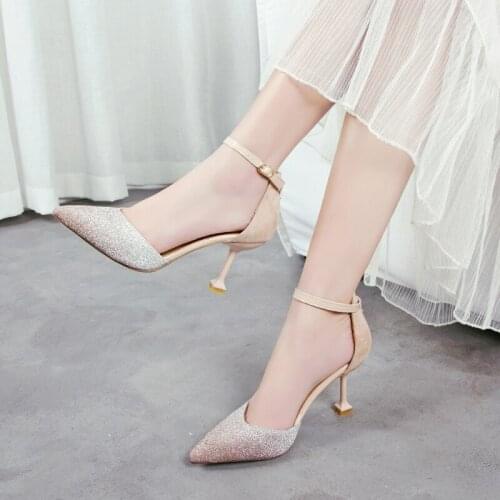 Lady Patent leather Thick with Autumn Pointed Single Shoes Female Sandals stiletto Women Pumps Black High heels U14-47