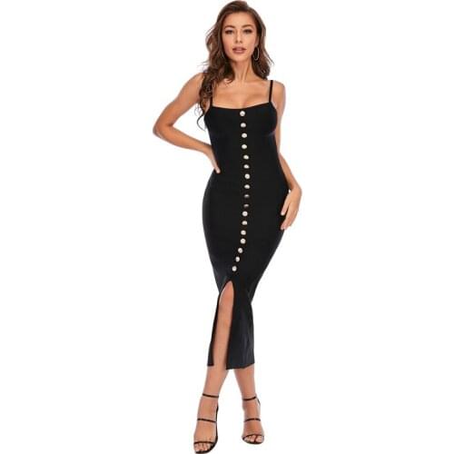 Free Shipping Wholesale Womens Dress Black Spaghetti Strap Strapless Mid-length Sexy Celebrity Cocktail Party Bandage Dress