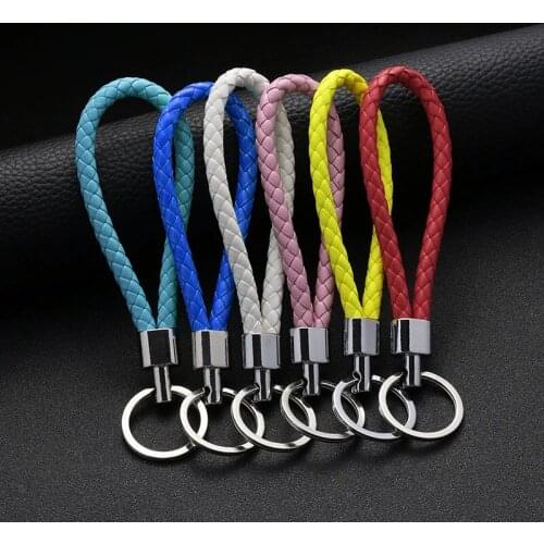 1PC PU Leather Braided Woven Rope Keychain DIY Bag Pendant Key Chain Holder Key Car Trinket Keyring For Men Women Gift Jewelry