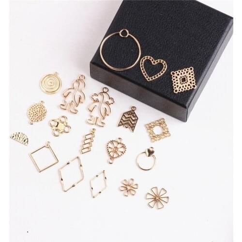10pcs Diy Accessories Korean Alloy Simple Geometric Love Square Earrings Material Bracelet Pendant