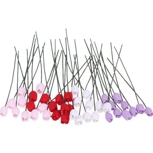 1/12 Doll house Miniature handcrafted Clay Tulip ornament flowers 10 pieces
