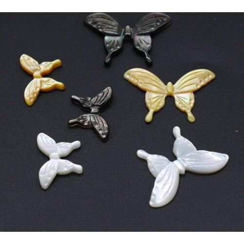 2Pcs Natural Seawater Shell Pendant Mother Of Pearl Butterfly-Shaped Pendant For Jewelry Making DIY Necklace Earring Accessory