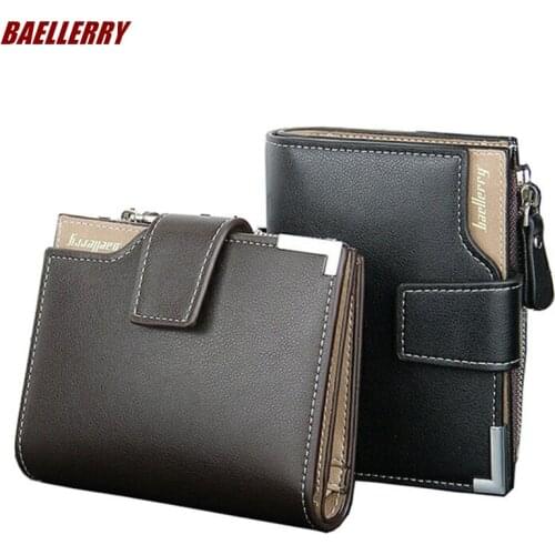 2019 baellerry business short wallets leather brand Men wallets partmone wallet men card holder coin zipper handy purse pockets