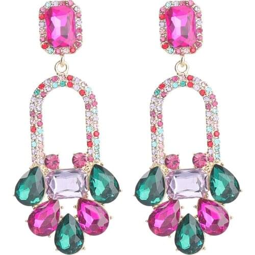 4Colors Rhinstone Drop Dangle Earings Jewelry For Women Geogous Daily Collection Earrings Accessories Wholesale