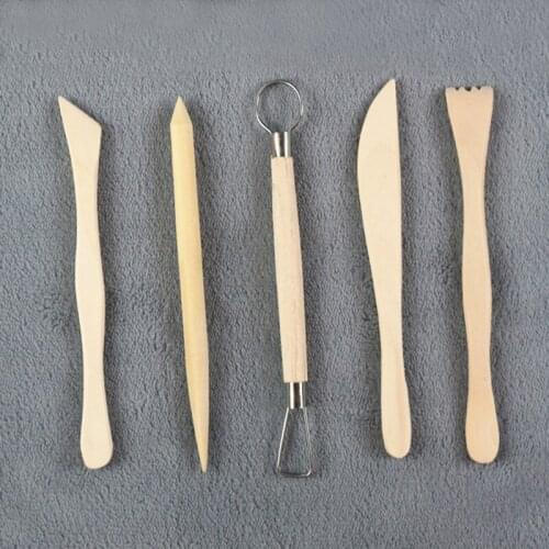 5Pcs Ceramic Clay Tools Set Polymer Clay Tools Pottery Tools Set Wooden Pottery Sculpting Clay Cleaning Tool Set Tool Sculpture