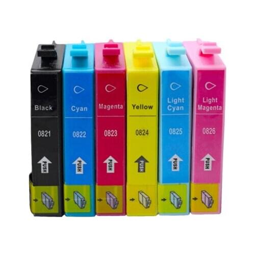6pcs ink cartridge Luocai for epson T0821-T0826 for Epson Stylus R390/R270/R290/R295/RX590/RX615/RX610/RX690 printer 0821