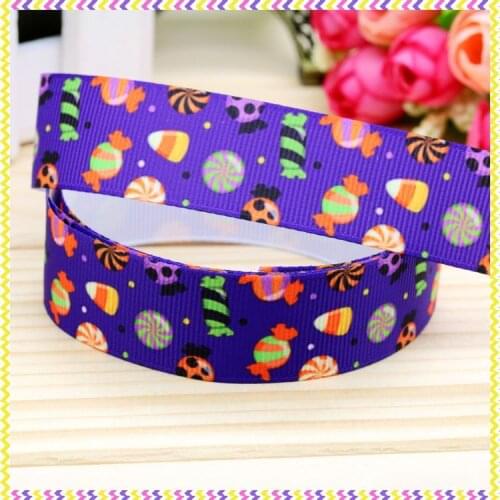 7/8'' Free shipping halloween printed grosgrain ribbon hairbow headwear party decoration diy wholesale OEM 22mm P4392