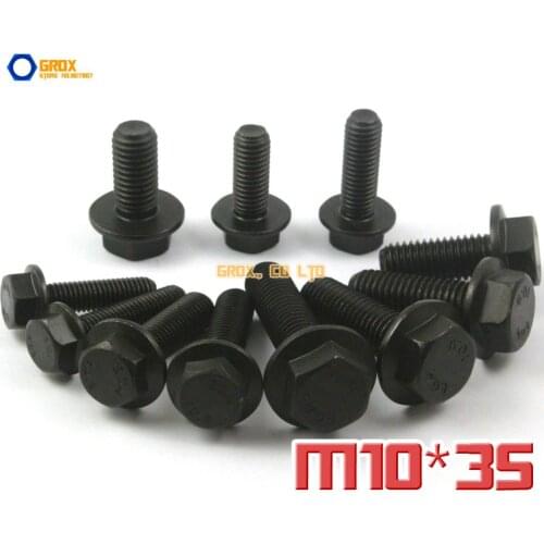 5 Pieces M10 x 35mm 10.9 Grade Alloy Steel Flanged Hex Head Bolt Flange Hexagon Screw