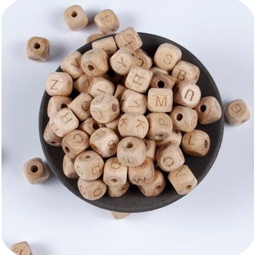 10/30/50 PCS 12 MM Letter Wood Beads Square Beech Alphabet Spacer Beads For Jewelry Making Diy Necklace Bracelet Accessories