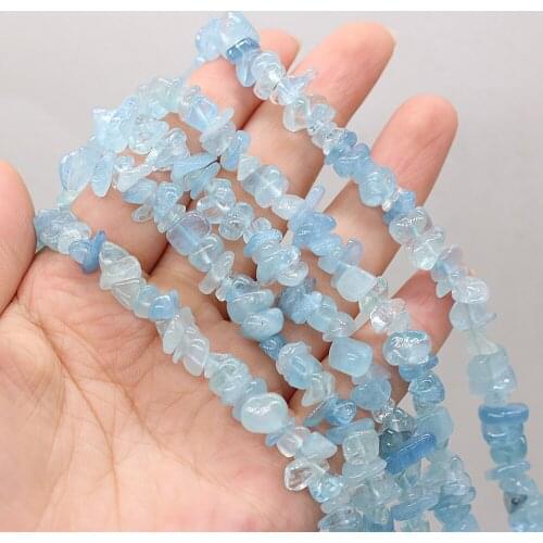 Natural stone Beads Irregular shape Light blue Aquamarine Gravel Beaded For Jewelry Making DIY Bracelet Necklace Accessories