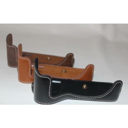 PU Leather Camera Bag Bottom Case Half Body For Canon 77D 800D DSLR Camera With Battery Opening