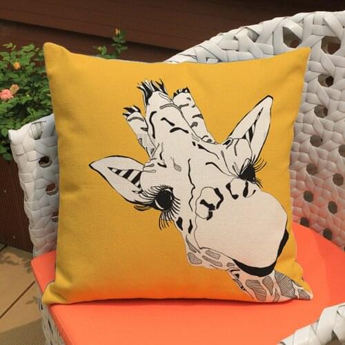 Cartoon Abstract Animal Giraffe Cushion Pillowcase Cute Zebra Dog Cattle Decorative Office Sofa Piaochuang Pad Throw Pillows