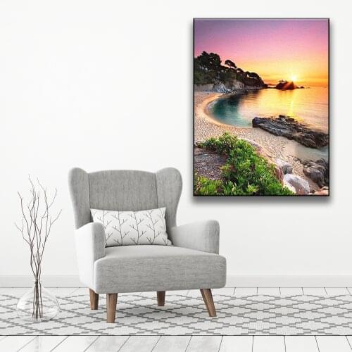 DIY Painting By Numbers For Adults Landscape Seaside Scenery Drawing Set Handmade Oil Painting On Canvas Home Decor Wall Art
