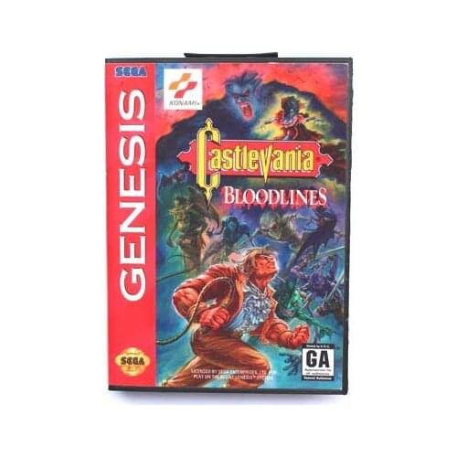 Hottest 16 bit Sega MD game Cartridge with Retail box - Castlevania Bloodlines game card for Megadrive for Genesis system