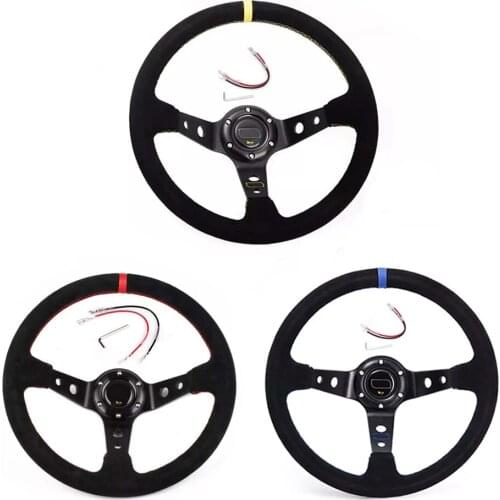 Modified Racing/Auto Steering Wheel Universal 14 Inch 350mm Suede Leather Car Sports Steering Wheel SW20S0306-OMP1