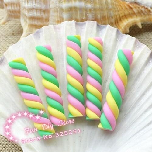 Kawaii polymer clay candy strip Cabochon Flat back decoration free shipping 50pcs/lot 5*15mm