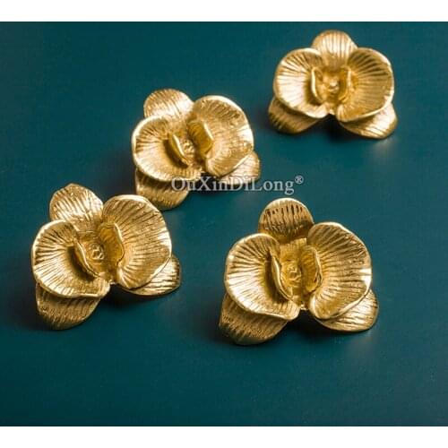 Beauty Flower Design 10PCS Pure Brass Cabinet Handles Drawer Pulls Cupboard Wardrobe TV Wine Cabinet Pulls Handles and Knobs