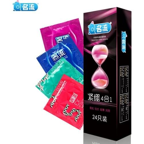 Mingliu 24pcs Mixed Type Super Tight Condoms Dots Ribbed G-spot Stimulation Penis Sleeve Super Thin Condones Male Contraception