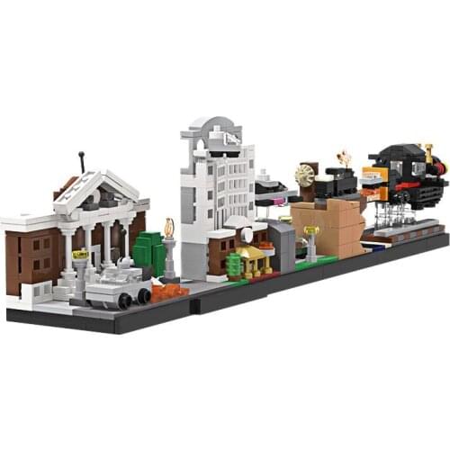 MOC Skyline Creative Building Block Model Back to The Future City Street Viewback Kids DIY Puzzle Game Toys Birthday Best Gifts
