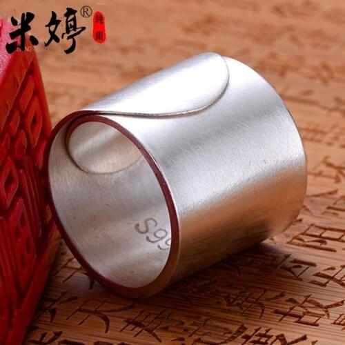 999 sterling silver ring 999 foot silver ring telescopic ring for men and women ring matte silver meson free lettering