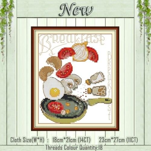 Breakfast cartoon home decor diy painting counted printed on the canvas DMC 11CT 14CT kit Cross Stitch embroidery needlework Set
