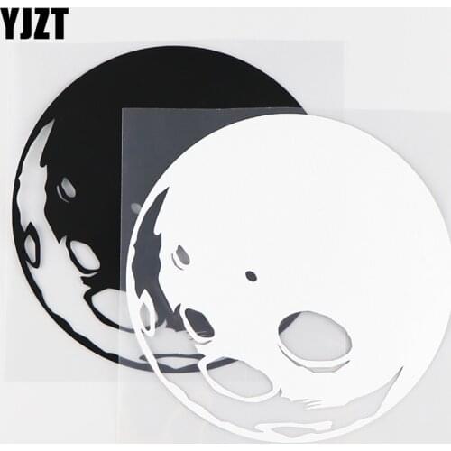 YJZT 14.3X14.3CM Full Moon Profile Car Decal Window Bumper Decor Space Night Star Vinyl Sticker Black / Silver 10A-0244