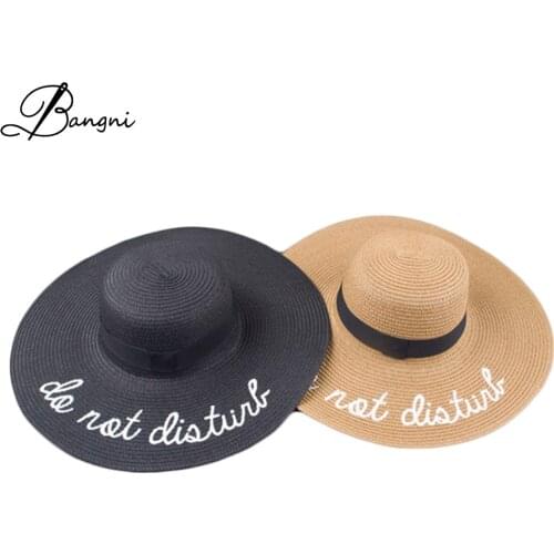 2017 New Folded Ladies' Wide Brim Straw Beach Hats With Embroidery Womens Sexy Large Floppy Sun Caps New Brand Chapeu Praia