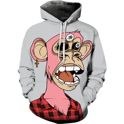 New 3D Printed Curry Avatar Bored Ape Mens Womens Oversized Hoodies Fashion Anime Hoodie Streetwear Kids Hooded Sweatshirts