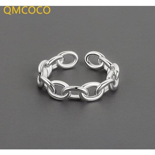 QMCOCO 925 Silver Charm Irregular Geometric Rings For Women And Men Hollow Out Borthday Party Gifts Accessories