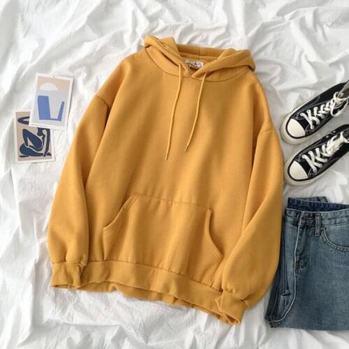 2021 Autumn Solid Loose Womens Hoodies Sweatshirt Oversize Plus velvet Thicken Sweatshirts Women 2021 Winter Clothing