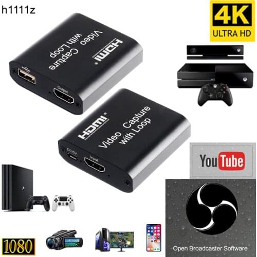 HD 1080P 4K HDMI Video Capture Card HDMI To USB 2.0 Video Capture Board Game Record Live Streaming Broadcast with Local Loop Out