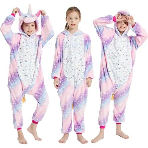 Girls Kigurumi Pajama Cartoon Unicorn Kids Onesies Babe Girl Cosplay Jumpsuits Children Overalls for 8 10 12Y Unicornio Pijamas