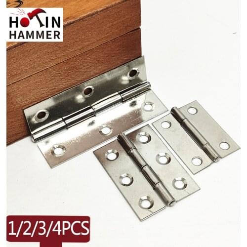 Flat Hinge Stainless Steel Cabinet Doors Windows Hinge Wooden Box DIY Drawer 6 Mounting Holes Connector