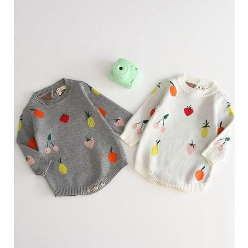 Thick newborn baby winter clothes cartoon fruits embroidery long sleeve romper for boy/girls outfits children clothing set 0-24m
