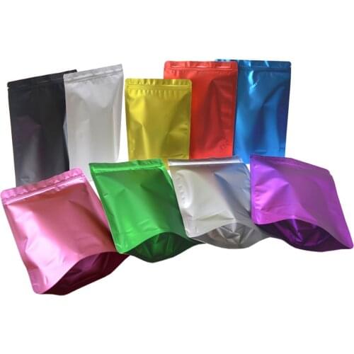 Thick Matte Colors Heat Sealable Smell Proof Ziplock Packaging Bags Food Grade Stand Up Aluminum Foil Zip Lock Bag Pouches 50pcs