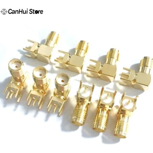 Sindax SMA female Thru Hole plug Right Angle SMA-KWE PCB Mount connector 10pcs RF adapter