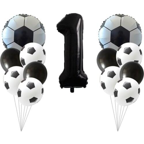 1set 18inch Football Foil Balloons Mix New Black 40Inch Number Kids 1-9th Birthday Party Decors Adult Soccer Theme Party Suppli
