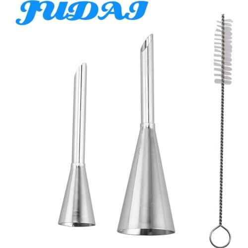 2 Sizes Cream Icing Piping Puff Nozzle Tips Stainless Steel Cupcake Puffs Injection Russian Syringe Confectionery Pastry Tool