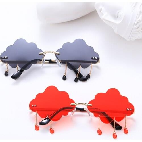 Clouds Tassel Rimless Sunglasses Retro Steampunk Sun Glasses UV400 Shades Eyeglasses Funny Eyewear for Women Men
