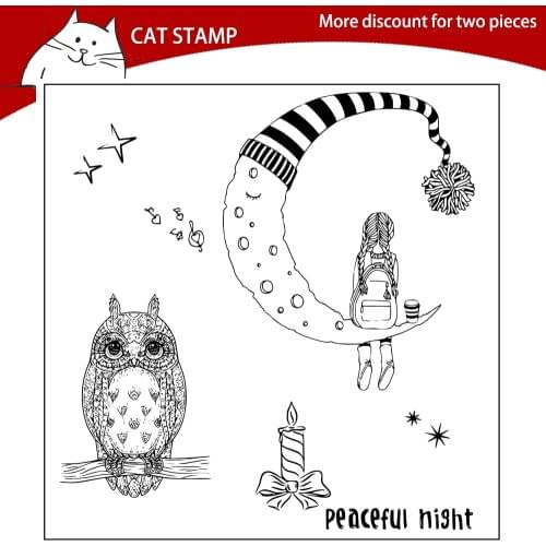 Owl / Moon / Girl Clear Stamps For Scrapbooking Card Making Photo Album Silicone Stamp DIY Decorative Crafts