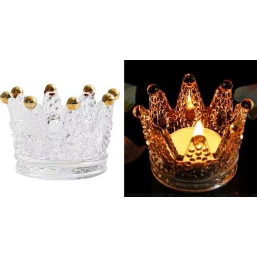 Three-dimensional Glass Crown Tealight Candle Holder, Nail Brush Display Stand UV Gel Painting Pen Holder Nail Art Manicure Tool