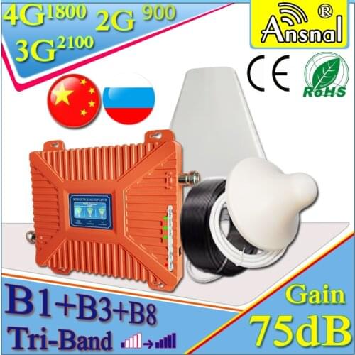BigSale!!Amplifier 4G 900 1800 2100Mhz Tri-Band Cellphone Cellular Repeater GSM 2G3G4G Mobile Signal Booster Cellualr Amplifier