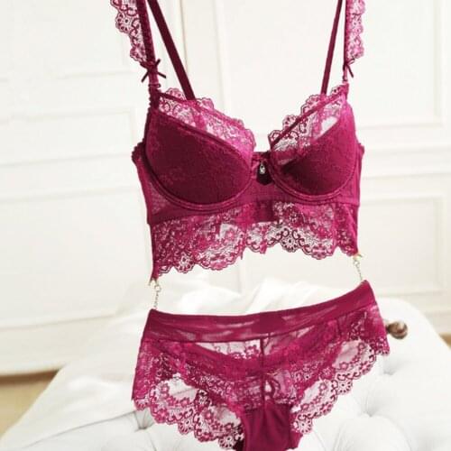 Vogue Secret Sexy Elegant Bra and Panties Set Women Bras Underwear Push Up Bra Everyday Floral Lingeries Lace Embroidery Brief